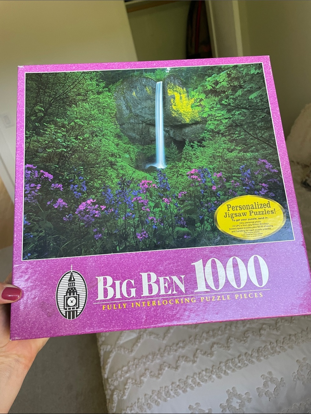 Hasbro Big Ben 1000-Piece Jigsaw Puzzle - Pink and Green Artwork